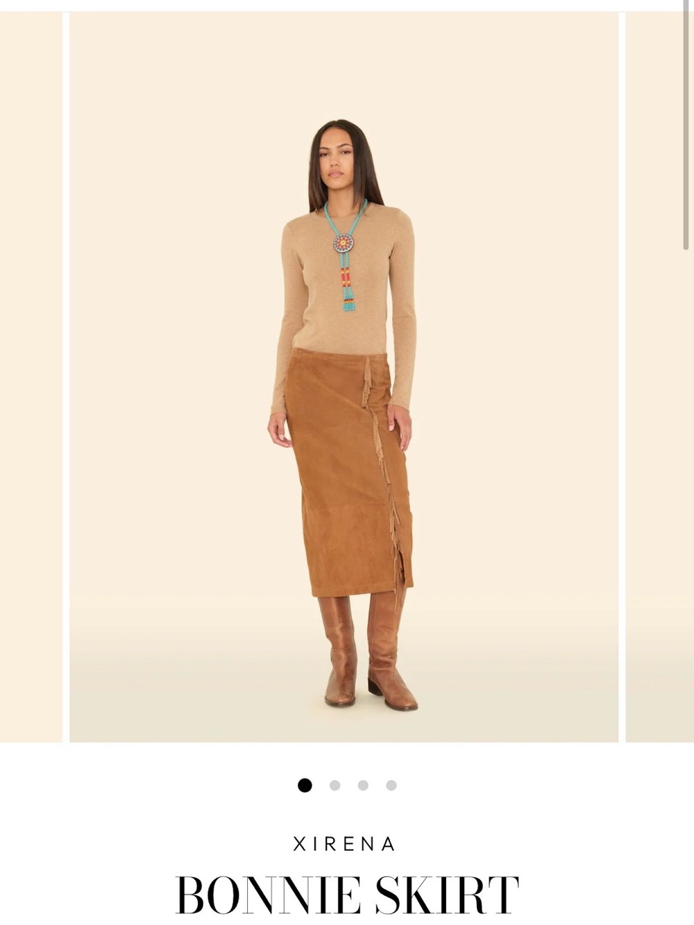 XiRENA Bonnie Suede Wrap Midi Skirt in Chestnut Brown